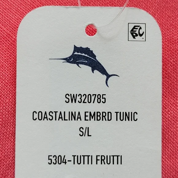 ๐ NWT TOMMY BAHAMA Embroidered Tunic Women's Size S/P Top Tutti Frutti Peach ๐ - Picture 6 of 10